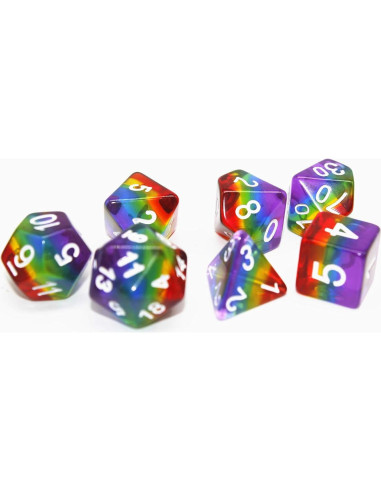Juego de Dados Poliedricos HD Arcoíris 7 Piezas D&D