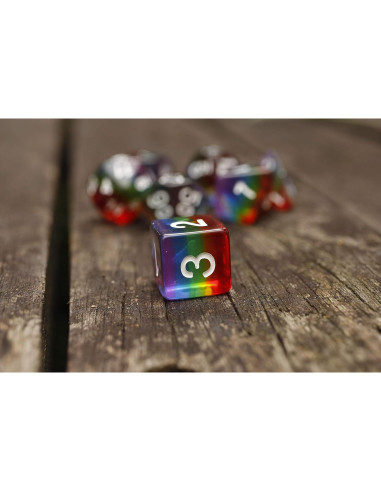 Juego de Dados Poliedricos HD Arcoíris 7 Piezas D&D