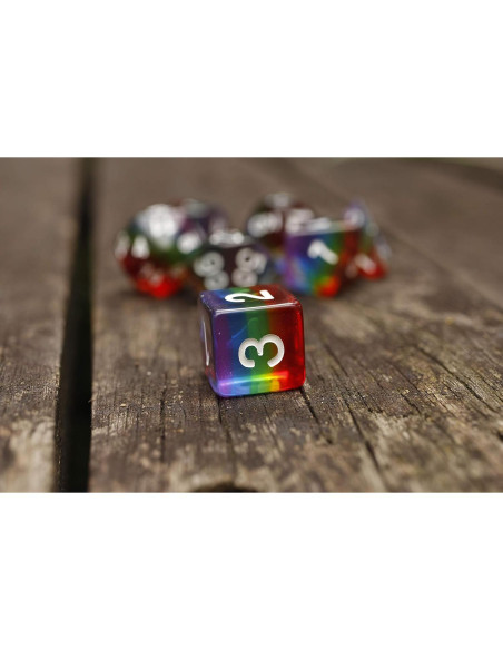 Juego de Dados Poliedricos HD Arcoíris 7 Piezas D&D