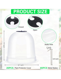 Juego de 20 Domos de Protección para Plantas Zopeal 19.5cm 2
