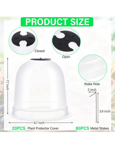 Juego de 20 Domos de Protección para Plantas Zopeal 19.5cm
