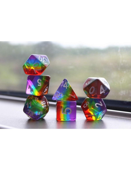 Juego de Dados Poliedricos HD Arcoíris 7 Piezas D&D