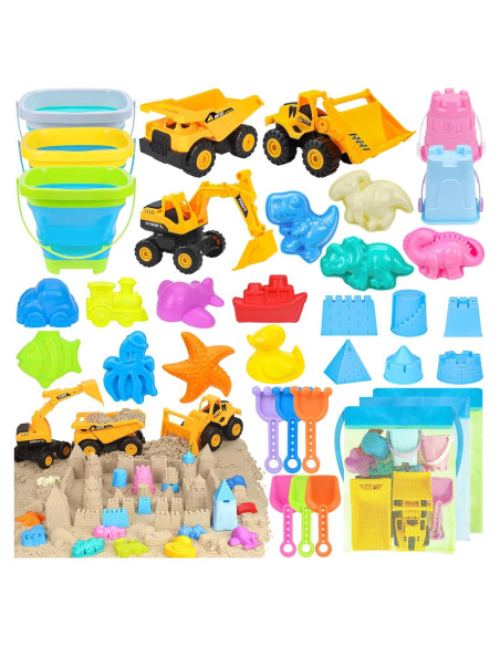 Juego de Juguetes de Playa FHOZGECY 35 Piezas con Vehículos