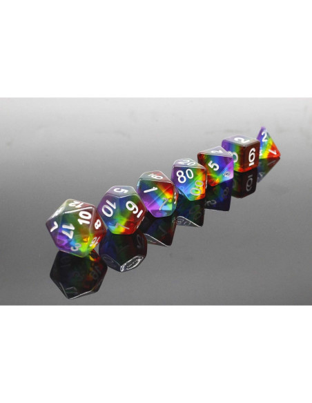 Juego de Dados Poliedricos HD Arcoíris 7 Piezas D&D