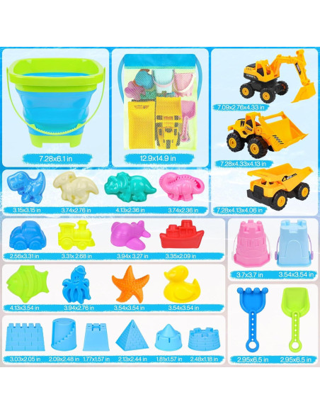 Juego de Juguetes de Playa FHOZGECY 35 Piezas con Vehículos