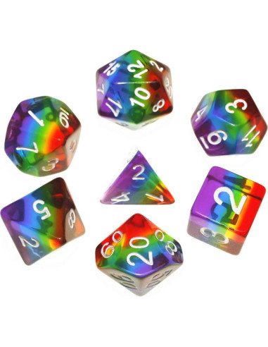 Juego de Dados Poliedricos HD Arcoíris 7 Piezas D&D
