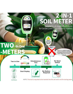 Medidor de Suelo 2 en 1 AiGerdinn - pH y Humedad - VerdeBebé 2