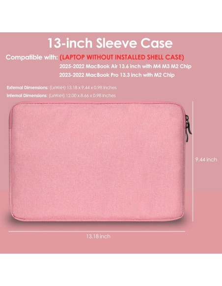 ProElife Funda para Laptop 13.6" Rosa Resistente al Agua