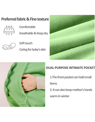 Cubierta de Portabebés Verde Algodón HG06 Suave y Cálida