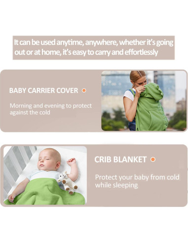 Cubierta de Portabebés Verde Algodón HG06 Suave y Cálida