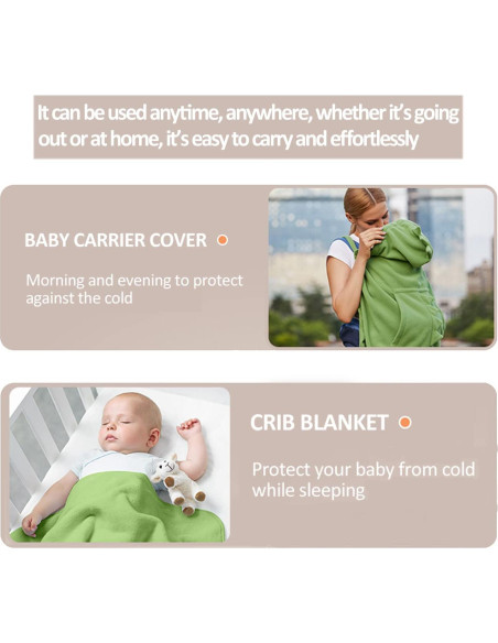 Cubierta de Portabebés Verde Algodón HG06 Suave y Cálida