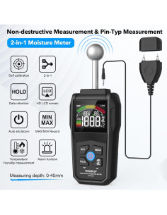 Medidor de Humedad TEMIRUP WM700D con Pantalla LCD y Alarma 2