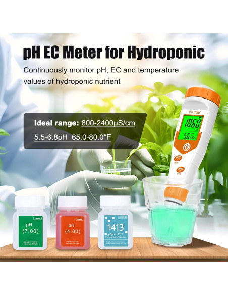 Medidor de pH 4 en 1 YINMIK con Calibración para Hidroponía