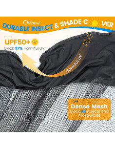 Red de Mosquito Orzbow 2 en 1 con Sombra Solar UPF50+ - Negro 2