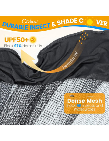 Red de Mosquito Orzbow 2 en 1 con Sombra Solar UPF50+ - Negro