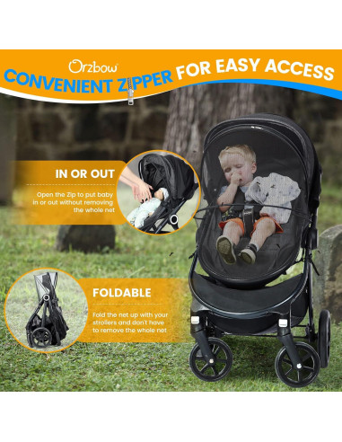 Red de Mosquito Orzbow 2 en 1 con Sombra Solar UPF50+ - Negro