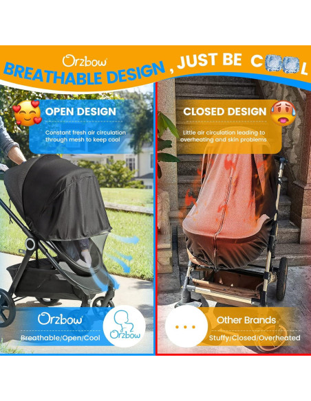 Red de Mosquito Orzbow 2 en 1 con Sombra Solar UPF50+ - Negro