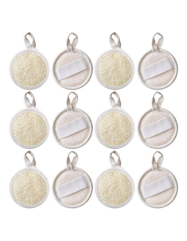 Paquete de 12 Esponjas Exfoliantes de Lufa Natural 8cm