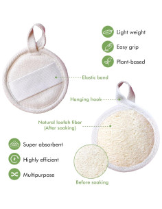 Paquete de 12 Esponjas Exfoliantes de Lufa Natural 8cm 2