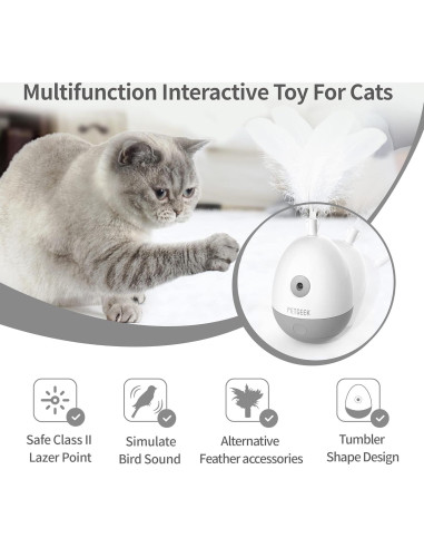 Juguete Interactivo para Gatos PETGEEK con Lámpara Láser y Squeaky