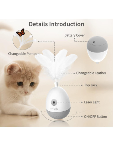 Juguete Interactivo para Gatos PETGEEK con Lámpara Láser y Squeaky