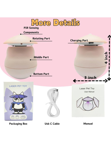 Juguete Automático de Láser para Gatos CelinD 360 Carga USB