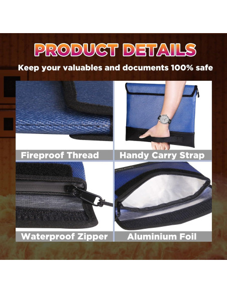 Bolsa Ignífuga QLYNUDO A4 4200F Impermeable y Reflectante