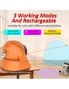 Juguete láser automático para gatos Mdupw recargable 9.14cm 2