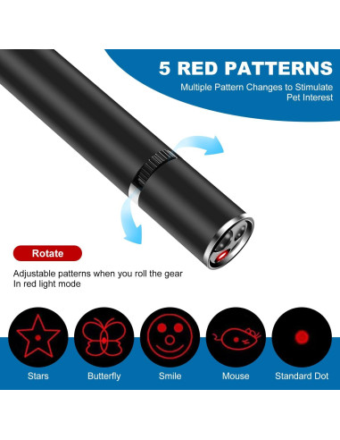 Puntero Láser Cowjag para Gatos y Perros, Carga USB, 7 Modos