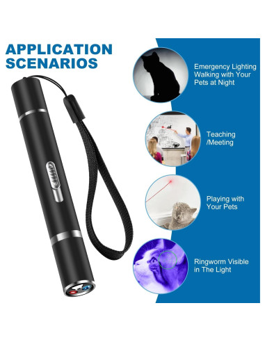 Puntero Láser Cowjag para Gatos y Perros, Carga USB, 7 Modos
