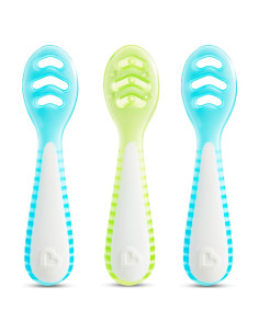 Cucharas Munchkin Gentle Dip para Bebés - Paquete de 3, Azul/Verde