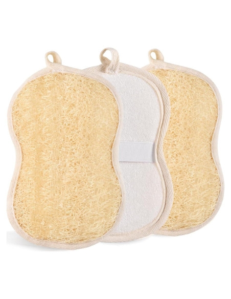 Esponjas de Baño Lufa Natural YEMTAL 3 Piezas Exfoliantes
