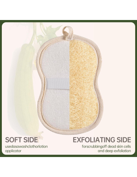 Esponjas de Baño Lufa Natural YEMTAL 3 Piezas Exfoliantes