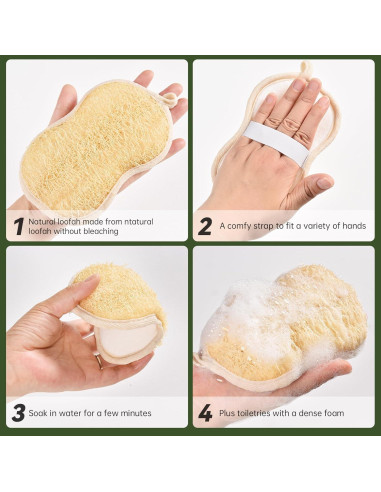 Esponjas de Baño Lufa Natural YEMTAL 3 Piezas Exfoliantes