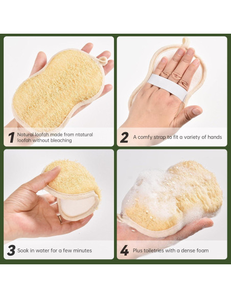 Esponjas de Baño Lufa Natural YEMTAL 3 Piezas Exfoliantes