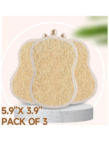 Esponjas de Baño Lufa Natural YEMTAL 3 Piezas Exfoliantes