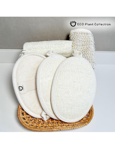 Esponja de Lufa Natural Exfoliante - Paquete de 3 con Correa
