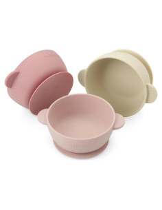 Tazones de Silicona con Succión PandaEar - 3 Piezas Rosa