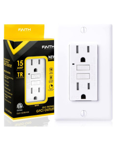 Toma de Corriente GFCI 15A Faith, Auto Prueba, Blanca