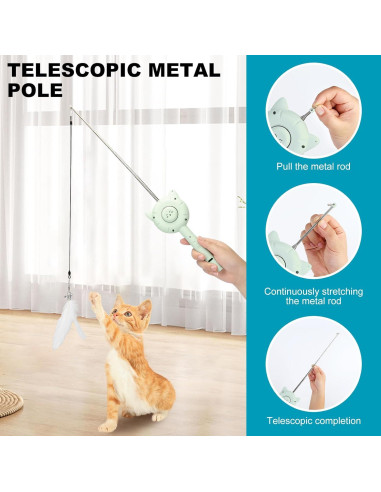 Juguete 3 en 1 para Gatos Mofesun - Cepillo Autolimpiante y Varita de Plumas