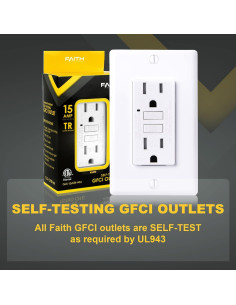 Toma de Corriente GFCI 15A Faith, Auto Prueba, Blanca 2