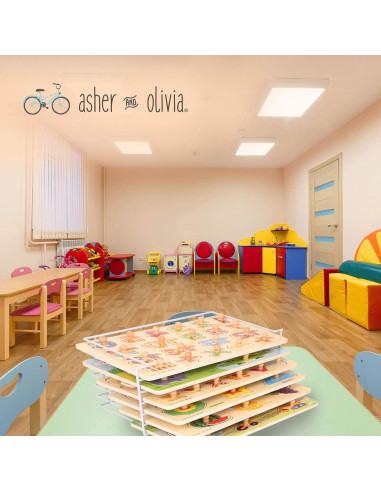 Rompecabezas de Madera Asher y Olivia - 6 Temas + Estante
