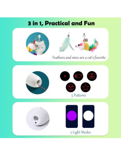 Juguete Interactivo para Gatos Found Notice Varita Retráctil 3-en-1 2