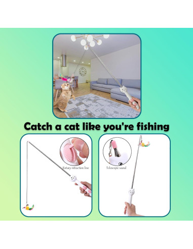 Juguete Interactivo para Gatos Found Notice Varita Retráctil 3-en-1