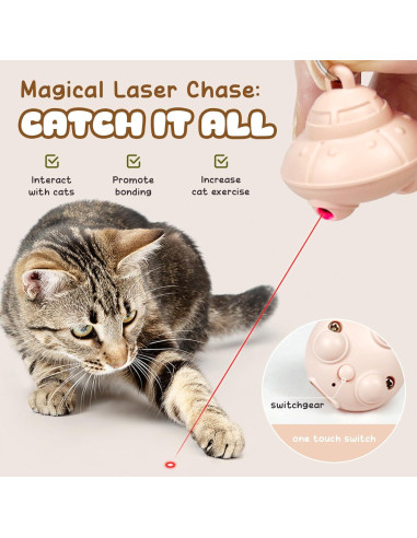 Collar de láser automático para gatos YoPoll rosa ajustable