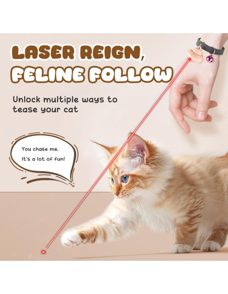 Collar de láser automático para gatos YoPoll rosa ajustable