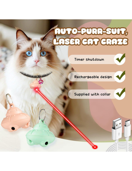 Collar de láser automático para gatos YoPoll rosa ajustable