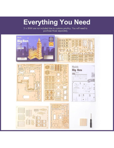 Rolife Kit de Modelo 3D Big Ben de Madera para Adultos