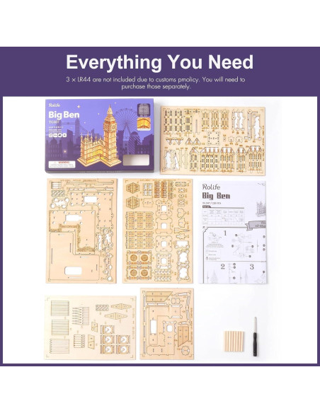 Rolife Kit de Modelo 3D Big Ben de Madera para Adultos Rolife Kit de Modelo 3D Big Ben de Madera para Adultos