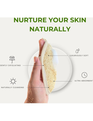 Esponjas de Lufa Natural MiMonHouse - Paquete de 2, Suaves y Biodegradables